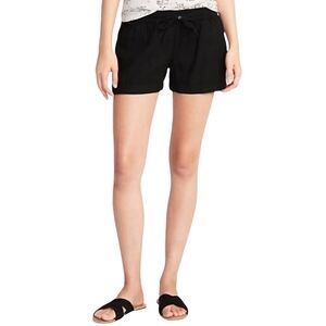 Old Navy Womens Black Linen Tie Waist Shorts Size 10